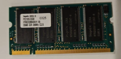 1 x Hynix 256MB PC2100 DDR-266MHz HYMD232M646A6-H AA CL2.5 200-Pin SODIMM RAM - Image 1 of 3