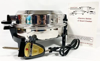 Электрическая сковорода Kitchen Craft West Bend ЖИДКИЙ СЕРДЕЧНИК с крышкой КУПОЛА горшка 2 кварты винтажная EX - Изображение 1 из 4