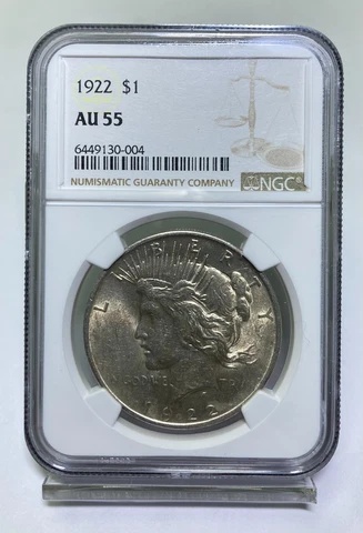 1922 $1 Silver Peace Dollar NGC AU 55 Cover