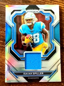 ISAIAH SPILLER 2022 PANINI PRIZM BLUE ROOKIE PRIZM PATCH LOS ANGELES CHARGERS - Picture 1 of 3
