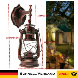 Außenleuchte Gartenlaterne Wandleuchte Außenlampe LED Petroleumlampe Rotbronze - Bild 1 von 9