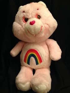 Care Bear CHEER 13" PlushPink  Rainbow Belly White Heart Feet 1983 Vintage - Picture 1 of 5