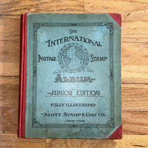 Álbum de estampillas postales Scott International Junior 1921 con colección de sellos vintage - Imagen 1 de 20