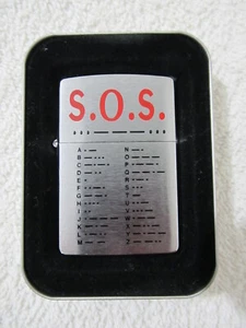 Zippo Morse Code S.O.S. TITANIC Brushed Chrome Lighter in Tin XIII - Picture 1 of 9