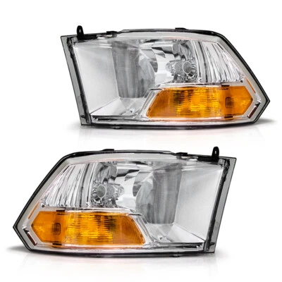 For 2009-2012 Dodge Ram 1500 2500 3500 Headlights Headlamps Chrome Housing Pair Foto 1 de 4