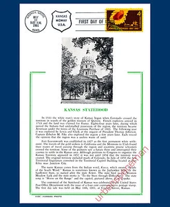 1183 Hammond Maxicard Kansas Statehood First Day Cover Maximum Card - Picture 1 of 1