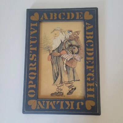 Sullins House 1983 Folk Santa enmarcado con marco ABC Marlene Coble  Foto 1 de 4