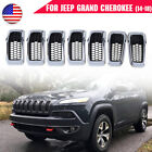 7X Chrome Black Honeycomb Mesh Grille Grill Inserts For Jeep Cherokee​ 2014-18