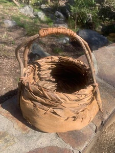 Cesta vintage tejida a mano hoja de palma nativa americana | arte popular primitivo - Imagen 1 de 12