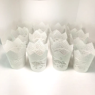 IKEA SKURAR White Coated Steel Candle Holder LOOKS Like Lace NEW  with Tag - Image 1 of 4