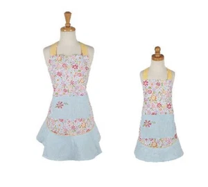 Juego de 2 Delantales de Cocina Chef Bordados Adulto + Niño 100% Algodón Flor Fiesta - Imagen 1 de 3