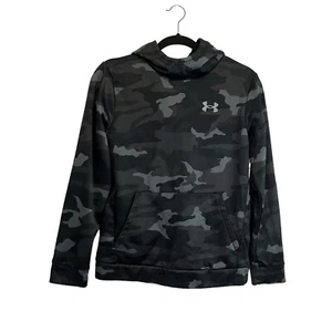 Under Armour Gray Camo Graphic Logo Pullover Hooded Fleece Jacket Youth Sz L - Picture 1 of 9