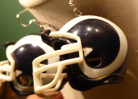 BIG St. Louis LA RAMS 925 EARRINGS NFL FOOTBALL HELMETS Handcrafted USA Nora's Cover