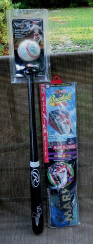 Mark McGwire St. Louis Cardinals 25" T-Ball Rawlings Bat Set NIP BONUS Kite&Card Cover