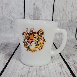 Vtg Esso Exxon Tiger Fire King Milk Glass Coffee Mug Anchor Hocking USA - Picture 1 of 10