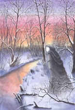 Ghostly  Halloween cards gothic, unusual, 2 designs,  blank inside 4 pack