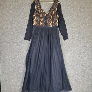 City Chic Womens Maxi Dress Gown Plus Size XS Navy Lace Tulle Formal Occasion - Picture 1 of 12