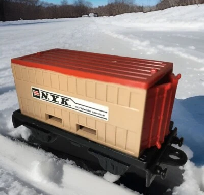 Matchbox Eisenbahn Railway Zug Nr.25 flat car m. Container Anhänger / Waggon - Bild 1 von 3