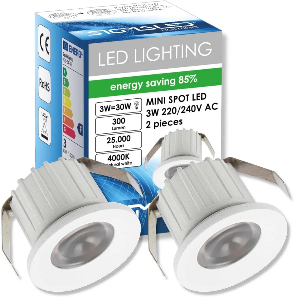 , MINI SPOT LED 3W, Dimmerabile, 300Lumen, Luce Naturale 4000K, Faretto Tondo In - Immagine 1 di 4
