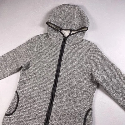 Merrell Jacket Womens Large Gray Hooded Fleece Lined Full Zip Tight Knit Sweater - Image 1 of 4