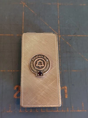 Anson Southern Bell 12K Gold Filled GF Red Gem Emblem Employee Money Clip Award - Image 1 of 4