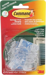Paquete de 16 clips de luz transparentes Command + 20 tiras adhesivo para exteriores para todo tipo de clima - Imagen 1 de 10