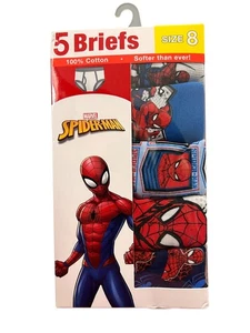 NEW~ Marvel Spiderman sz 8 Boys 5 pk Brief Underwear Ribbed Cotton AY13 - Picture 1 of 10