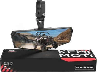 KEMIMOTO UTV Rear View Mirror, SXS Mirror Clear 10.1 in x 3.14 in, Black  - Image 1 of 4