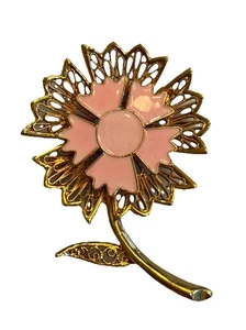 Vintage Dianthus Brosche 2,5" Anstecknadel MCM Retro Flower Power 50er-60er Jahre rosa - Bild 1 von 4