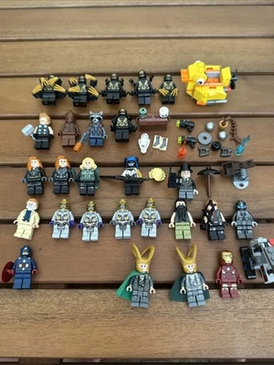 Lego Minifigures Lot Of DC/Marvel Super Hero Lot Of 26 Loki Thor Groot Raccoon - Image 1 of 4
