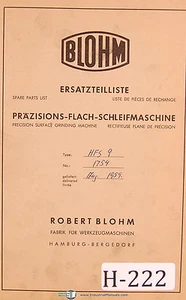 Blohm HFS 9 1754, Surface Grinder Machine, Spare Parts Manual Year (1957) - Picture 1 of 3