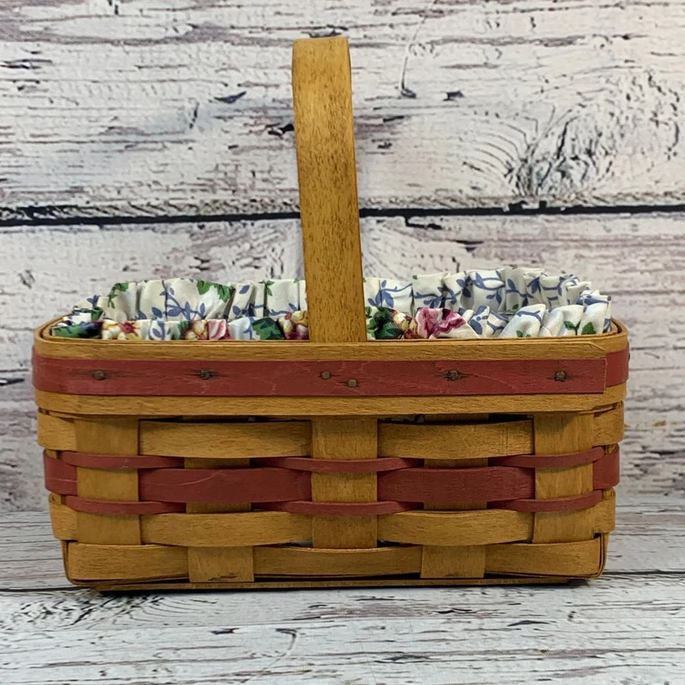Longaberger 1994 Mother's Day Basket Handwoven Floral Liner Collectible Signed - Image 1 of 4