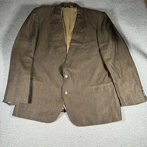 Macy's Costume Sport Manteau Blazer Homme 48 Marron 100 Lin Business Décontracté 2 Boutons - Photo 1/10