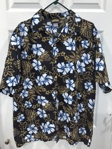 NICE Vintage ODO Shirt Mens Large Black Multi Floral Button Up Short Sleeve USA - Picture 1 of 8