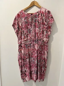 W.Lane Women’s Dress Size 18 Pinks Abstract Decorative Pleats Lined Kick Pleat - Picture 1 of 11