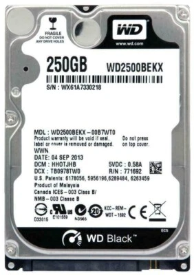 Western Digital 250GB WD2500BEKX 7200RPM SATA 2.5" Laptop HDD Hard Disk Drive - Image 1 of 3