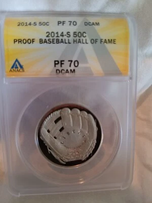 U.S. MINT 2014 S PROOF 70 DCAM BASEBALL HALL OF FAME HALF DOLLAR.  NONE BETTER! - Image 1 of 2