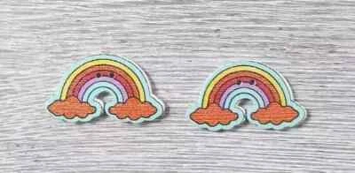 cloud rainbow wood sewing buttons 2 holes 1 1/4 inch red 2pc set - Image 1 of 2