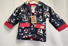 Lazy One Kids Raincoat Nautical Theme Anchors Sailboats. Terry Lined. Navy Blue