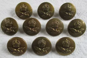 Set 10x RAF:"ROYAL AIR FORCE AIRMAN'S BRASS BUTTONS" (Large, 23mm, WW2, Gaunt) - Picture 1 of 4