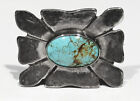 Large OLD PAWN 1940s Navajo 925 Silver Nevada #8 Spiderweb Turquoise Brooch Pin
