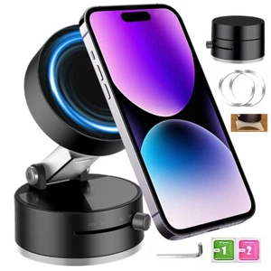 Support Téléphone Magnétique Puissant Aspirateur Noir Ventouse Voiture Support Voiture Pliable Neuf - Photo 1 sur 11