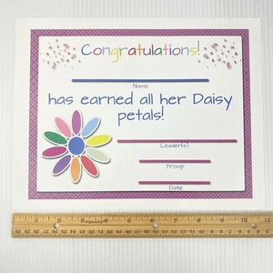 Pétalos de certificado Daisy Girl Scout papel estampado en color 10 pulgadas x 8 pulgadas - Imagen 1 de 2