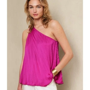 Banana Republic One-Shoulder Pleated Top Party Cocktail Fuchsia M NWT Retail $90 - Picture 1 of 3
