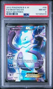 MEWTWO 98/99 PSA 8 BLACK & WHITE NEXT DESTINIES POKEMON CARD HOLO ENGLISH - Picture 1 of 2
