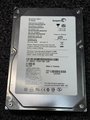 Seagate 9W2005-633 ST340014A 40GB 7.2K RPM FW 8.16 DC 06493 ATA-100 3.5" HDD - Image 1 of 4