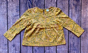 Kleinkind Mädchen Größe 3-4 Jahre Next UK senfgelb Blumenmuster Langarm Rüschen Top - Bild 1 von 1