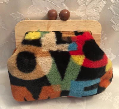 SUPERCASE, Multicolor Faux Fur Shoulder Bag with Two Gold Tone Chains, NWOT - Image 1 of 4