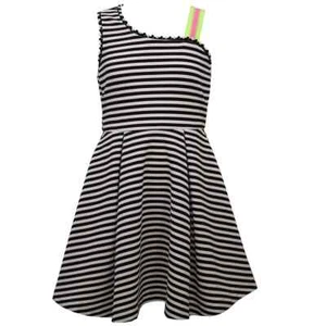 Girls’ Bonnie Jean $48 Black & White Striped Sleeveless Skater Dress Size 5 NWT - Picture 1 of 2