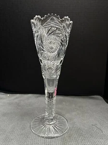 Antique ABP American Brilliant Period Cut Glass 12 " Trumpet Vase - Picture 1 of 9
